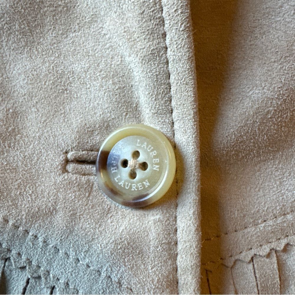 Lauren Ralph Lauren Women’s Fringe Trim Goat Suede Jacket Western Beige NWT $650 - Picture 10 of 16